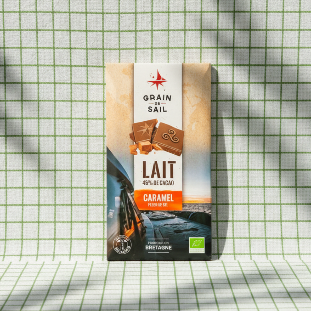 Chocolat Bio Grain de Sail Tablette LAIT caramel & fleur de sel