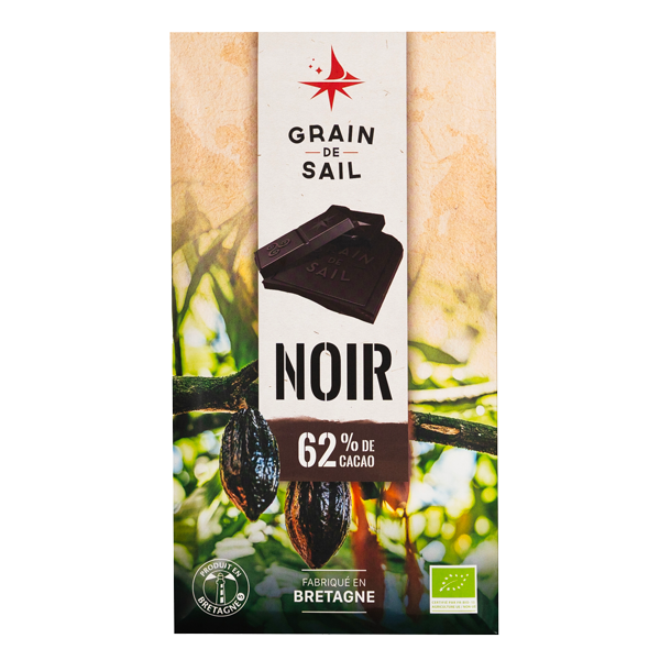 Chocolat Bio Grain de Sail Tablette Grain de Sail NOIR 62%
