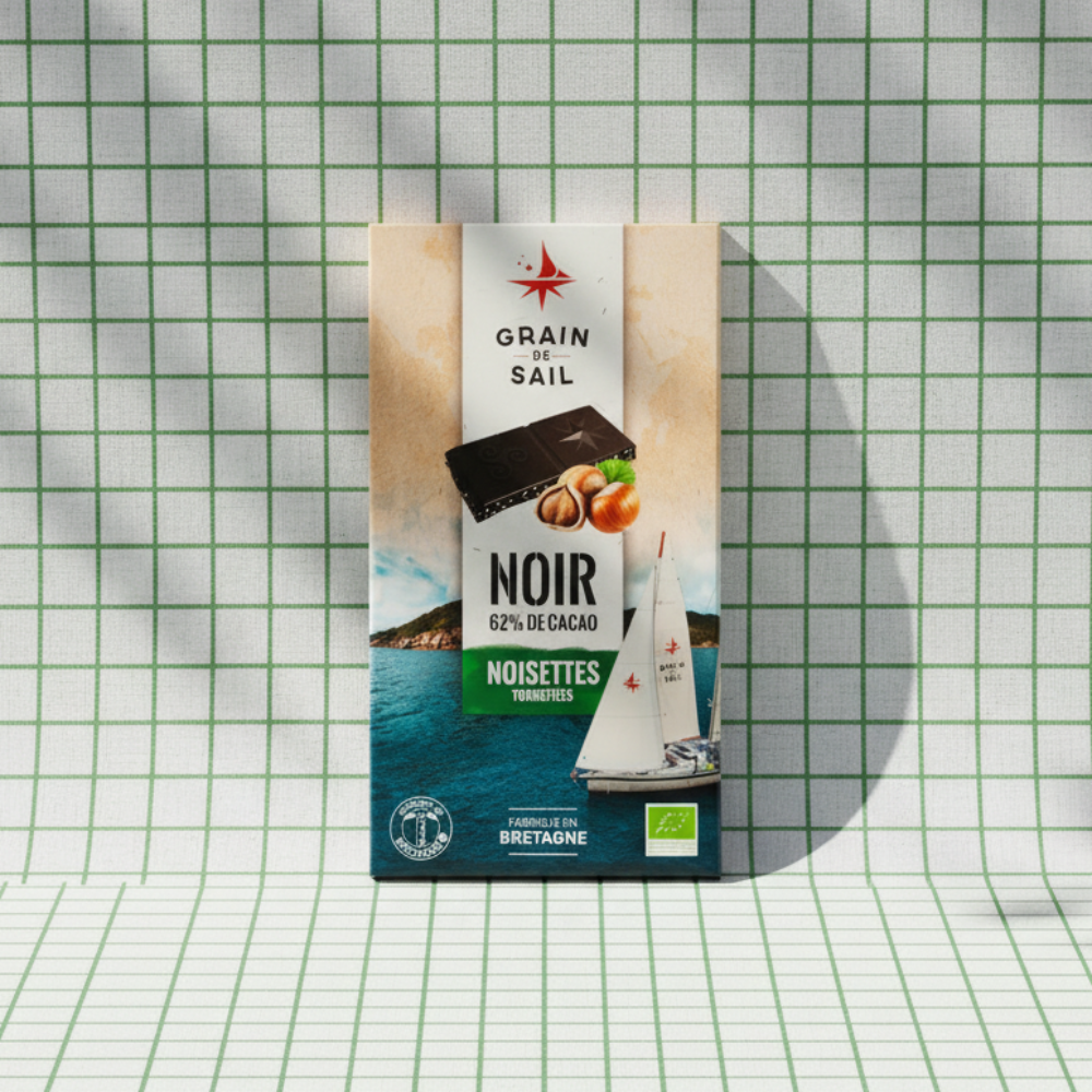Chocolat Bio Grain de Sail Tablette Noir noisettes torréfiées