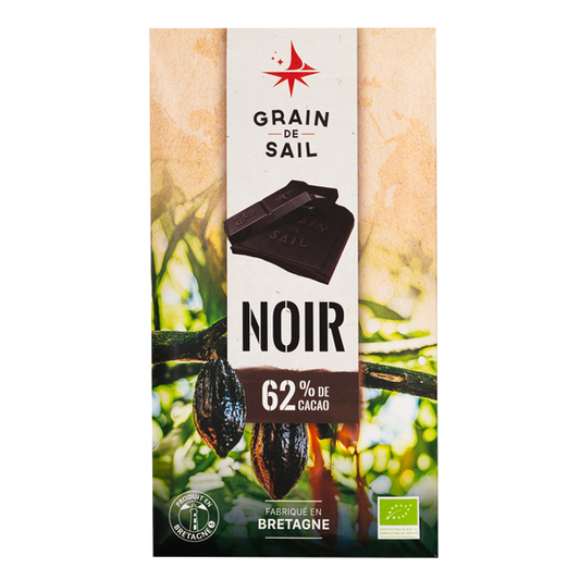 Chocolat Bio Grain de Sail Tablette Grain de Sail NOIR 62%